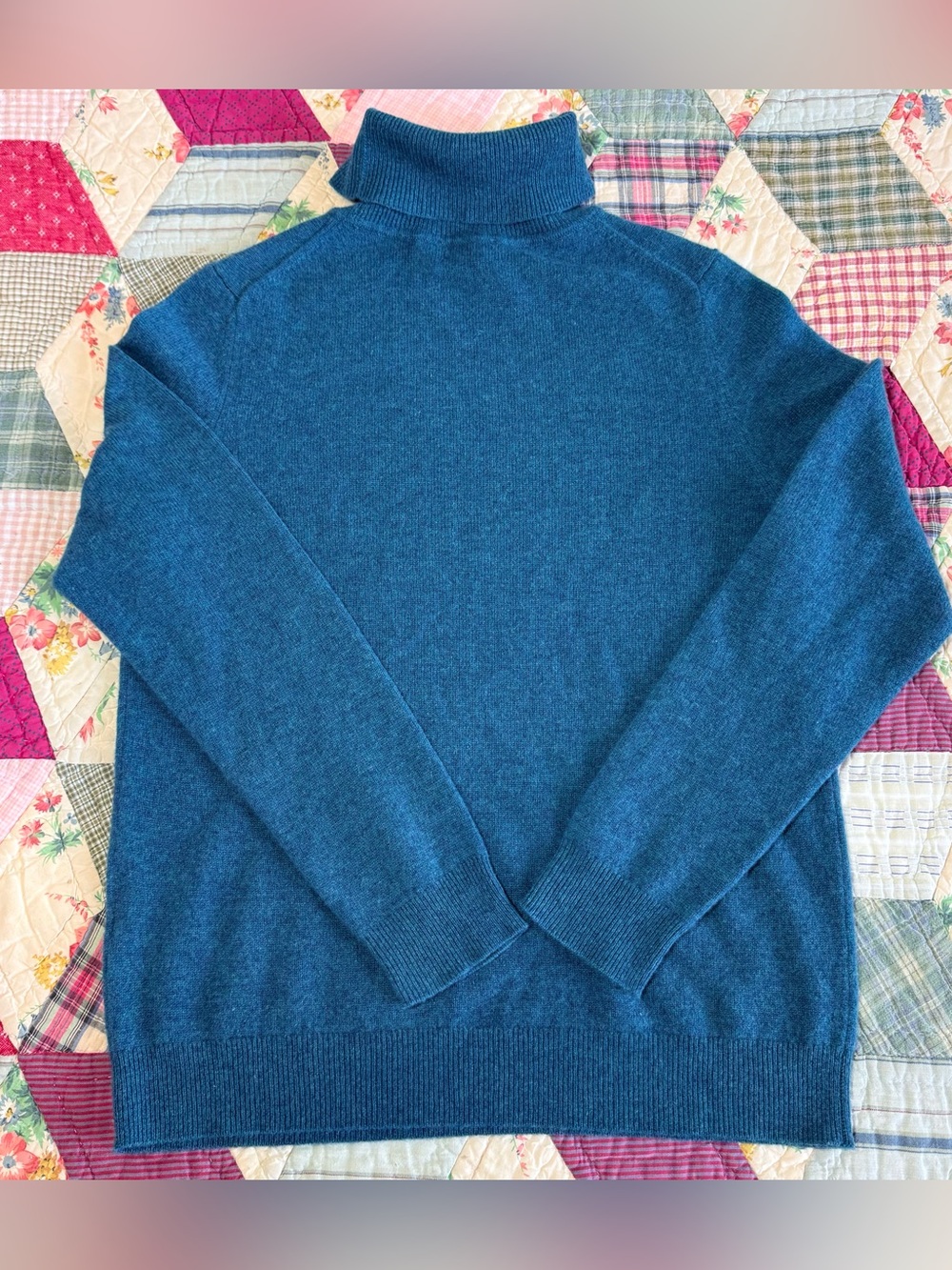 Charter Club Luxury 100% Cashmere Turtleneck Sweater, Size M, Teal Blue